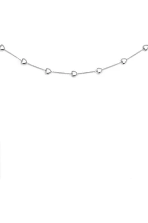 SINGULARU Collana Cuore Cuore. Ottone con placcatura in Rodio. Catenina sottile con cuori. Gioielli per donna.