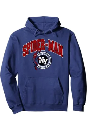 Marvel Spider-Man Wall-Crawler NY Varsity Vintage Felpa con Cappuccio