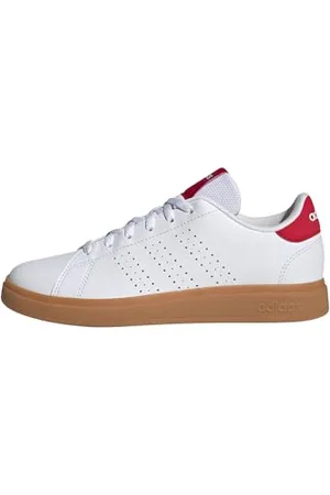 adidas Advantage Base 2.0 Shoes Junior, Scarpe da Tennis, Ftwr White/Pure ruby/GUM10, 24 EU