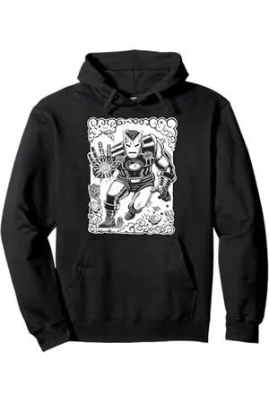 Marvel Linoleografia Iron Man Blast nera Felpa con Cappuccio