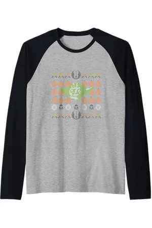 STAR WARS Maglione natalizio Yoda Jedi Ugly per Halloween Maglia con Maniche Raglan