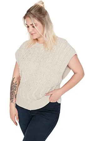 Trendyol Girocollo Pianura Rilassato Plus Size Maglione, , XL Donna