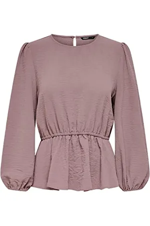 ONLY Onlmette DAR L/S O-Neck Top Noos Wvn T-Shirt, Mirtillo, XS Donna