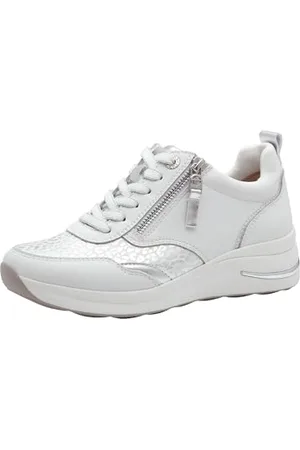 Tamaris Comfort Damen Sneaker Flach Schnürsenkeln mit Reißverschluss, Scarpe da Ginnastica Donna, Nappa Bianca, 39 EU