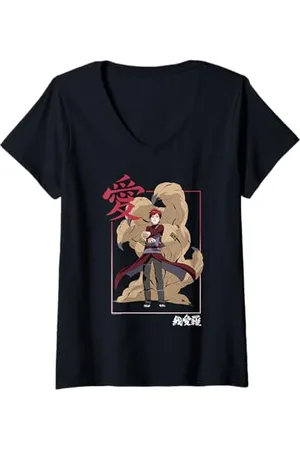 Naruto Donna Cornice Kanji Shippuden Gaara Maglietta con Collo a V