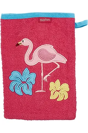 Playshoes Unisex Kinder Frottee-waschhandschuh, Guanto da bagno Unisex - Bambini e ragazzi, (18 - Pink Flamingo), 15x20 cm