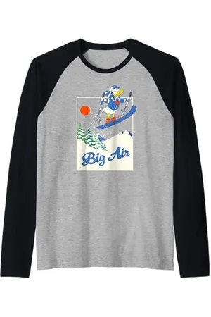 Disney Donald Duck Winter Sports Skiing Retro Sci Big Air Maglia con Maniche Raglan