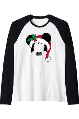 Disney Cappello da Babbo Natale Mickey Holiday Family abbinato a mamma Maglia con Maniche Raglan