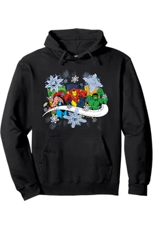 Marvel Avengers Thor Iron Man e Hulk Holiday T-Shirt Felpa con Cappuccio