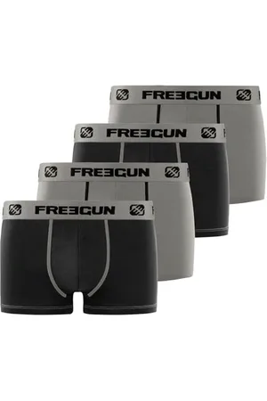 Freegun Boxer Bambino Cotone, Mutande Ragazzo traspirante, elasticizzato, set di 4, Nero, Grigio, Taglie 8-10 anni