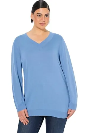 Ulla Popken Pullover, V-Ausschnitt, Langarm, Weicher Feinstrick, , 52-54 Donna
