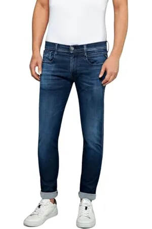 Replay Anbass Slim-Fit Hyperflex Jeans da Uomo con Elastico, Blu , W36 x L32