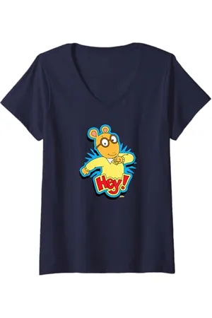 Arthur Aston Donna T-shirt Walking Hey Burst Maglietta con Collo a V
