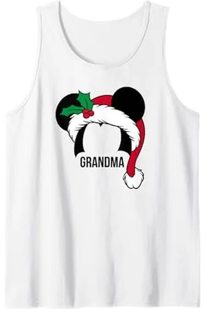 Disney Maglietta Mickey Mouse Ears Santa Hat GRANDMA Holiday Canotta
