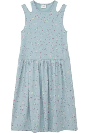 QS by s.Oliver Junior 2142456 AOP-Abito con Taglio OUTS, , 158 Bambina