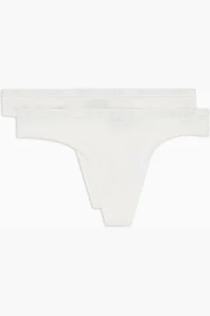 Emporio Armani 2-Pack Thong Slip a Tanga, White/White, L Donna