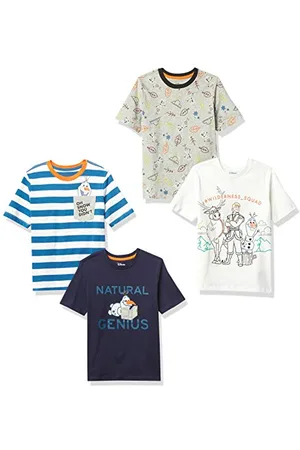 Amazon Disney | Marvel | Star Wars Magliette a Maniche Corte (precedentemente Spotted Zebra) Bambini e Ragazzi, Pacco da 4, , 6-7 Anni