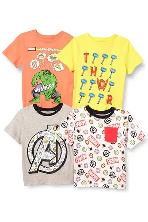 Amazon Disney | Marvel | Star Wars Magliette a Maniche Corte (precedentemente Spotted Zebra) Bambini e Ragazzi, Pacco da 4, , 11-12 Anni