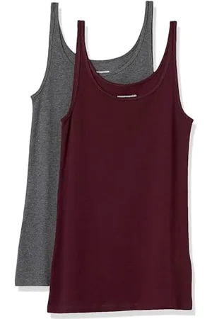 Amazon Canotta Slim con Spalline Sottili Donna, Pacco da 2, , XL