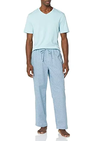Amazon Pigiama con Maglietta in Jersey di Cotone e Pantaloni in Popeline di Cotone Uomo, , L