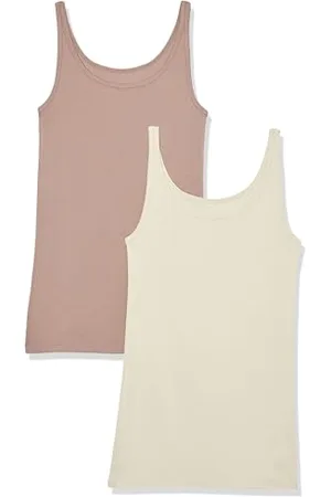 Amazon Canotta Slim con Spalline Sottili Donna, Pacco da 2, , XL