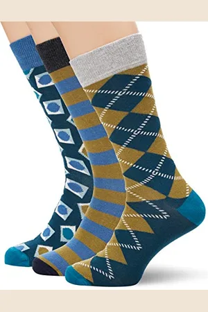 Happy Socks HS by Hs Argyle 3-Pack Socks, Calzini Uomo, (Multicolour 750), 41-44 EU