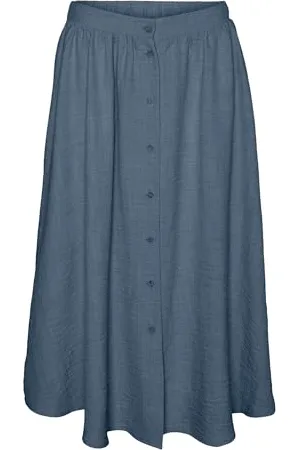 VERO MODA Vmmelaney H/W Button Calf Skirt Wvn Ga, , L Donna