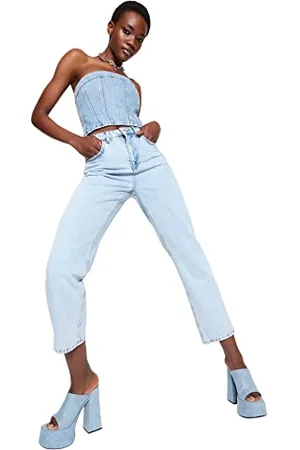 Trendyol Light Blue High Waist Straight Jeans Twoss23je00089, , 38 Donna