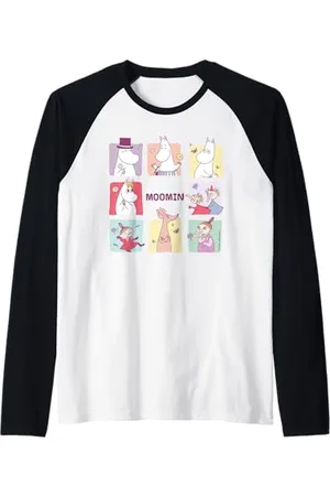 Moomin Blocchi di caratteri quadrati Maglia con Maniche Raglan