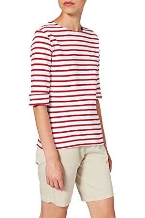 Armor.lux Armor Lux Marinière Cancale, T-Shirt Donna, (Blanc/Braise 320), 4