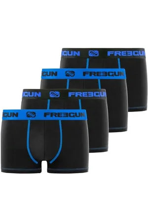Freegun Boxer Uomo Cotone, Mutande Uomo Antiirritazione, Durevole (set di 4), Nero, Blu, Taglie M