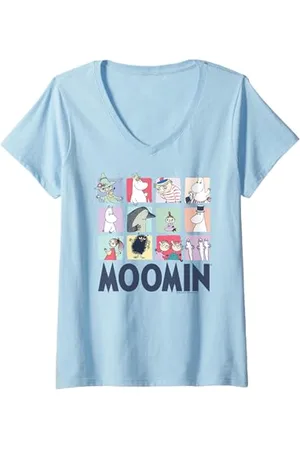Moomin Donna Character Blocks Group Light Maglietta con Collo a V