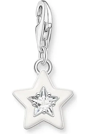 Thomas Sabo 2044-041-14 - Ciondolo a forma di stella con pietre bianche e smalto bianco freddo, in argento Sterling 925 riciclato, misura unica, Argento sterling, Zirconia cubica