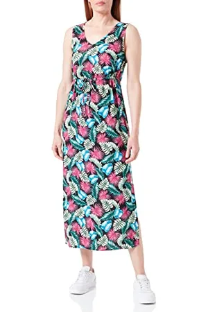 VERO MODA Vmeasy SL Tank Maxi Dress R1 Wvn G Ptt Vestito, Rosa Yarrow/AOP: Palm, XL Petite Donna