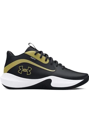 Under Armour UA Lockdown 7, Scarpa da Basket Unisex-Adulto, Black/Black/Metallic Gold, 44.5 EU