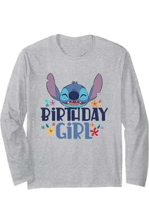 Disney Lilo & Stitch Birthday Girl Smile Stitch Floral Logo Maglia a Manica
