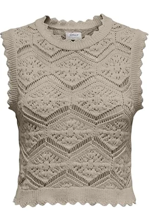 ONLY Onlfrida Life SL Structure Top Nca Knt Maglia Scollo O E Dettaglio Conchiglia, , M Donna