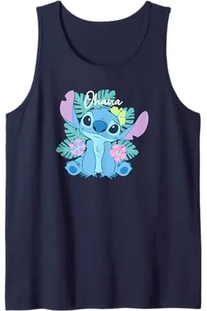 Disney Lilo & Stitch Ohana Adorable Pose Floral Logo Canotta