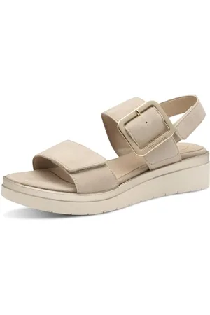 Tamaris Comfort Damen Sandalen Flach aus Leder mit Schnalle, Sandali con Zeppa Donna, , 38 EU