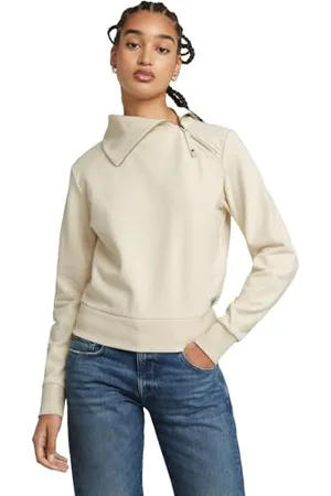 G-Star Donna Asymmetric Zip Snug Sweater, (chalk D25303-D704-127), XL