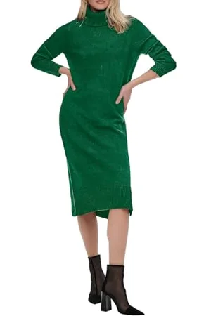 ONLY Onlbrandie L/S Roll Neck Dress Knt Noos Vestito, Verde Abbondante, XS Donna