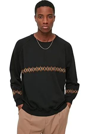 Trendyol Felpa Oversize Girocollo con Slogan Maglia di Tuta, , XS Uomo