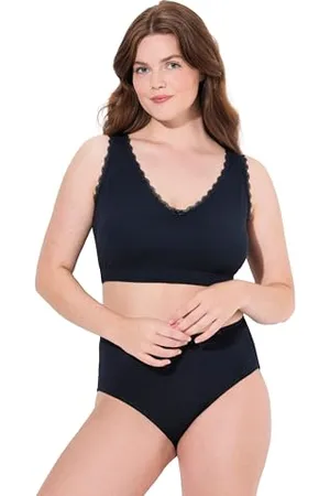 Ulla Popken Bustier, Zierkante, V-Ausschnitt, Biobaumwolle Reggiseno, , 42-44 Donna