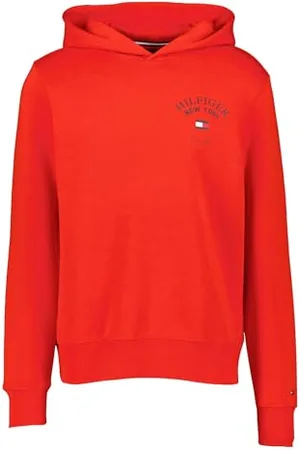 Tommy Hilfiger Arched Varsity Hoody MW0MW33641 Felpe con Cappuccio, (Fierce Red), XS Uomo