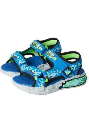 Skechers Mega-Splash 4K, Sandali Bassi da Bambino, Blue/Lime, 31