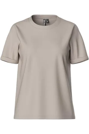 Pieces® Pcria SS Fold Up Solid Tee Noos BC T-Shirt, , L Donna