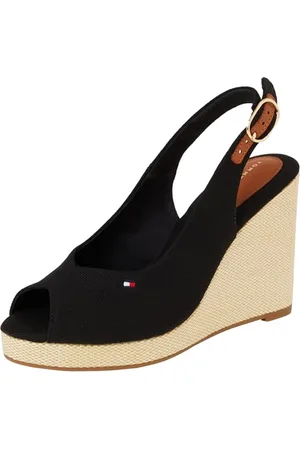 Tommy Hilfiger Donna Espadrillas Wedge Flag High Slingback con Cinturino alla Caviglia, (Black), 39
