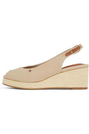 Tommy Hilfiger Donna Espadrillas Wedge Flag Mid Slingback Fibbia Regolabile, Beige (Horseradish), 41