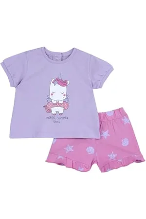 chicco Completo Bambina, T-shirt e Pantaloncini, con Tenere e Simpatiche Fantasie, Designed in Italy, Abbigliamento Neonata 0-24 Mesi, Idee Regalo Nascita