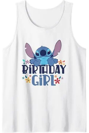 Disney Lilo & Stitch Birthday Girl Happy Stitch Floral Logo Canotta